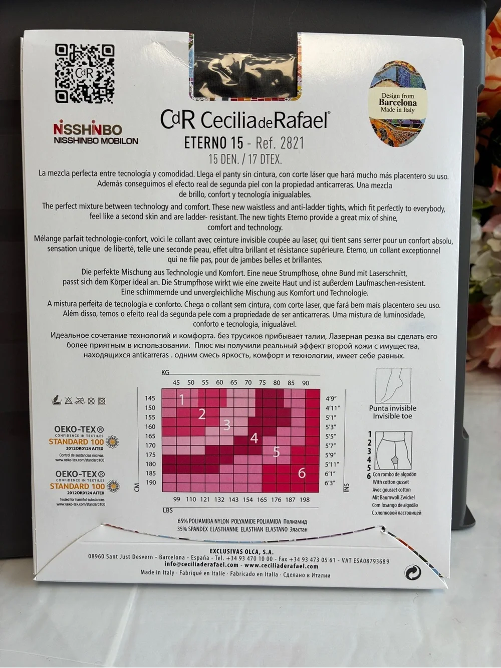 Cecilia de Rafael Eterno 15 Glossy Sheer Waistless Tights Grafito XL 15 Denier